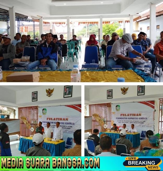 Babinsa Koramil 0825-21/Kalipuro Dampingi Kegiatan Pelatihan Peningkatan Kapasitas RT/RW di Kelurahan Klatak