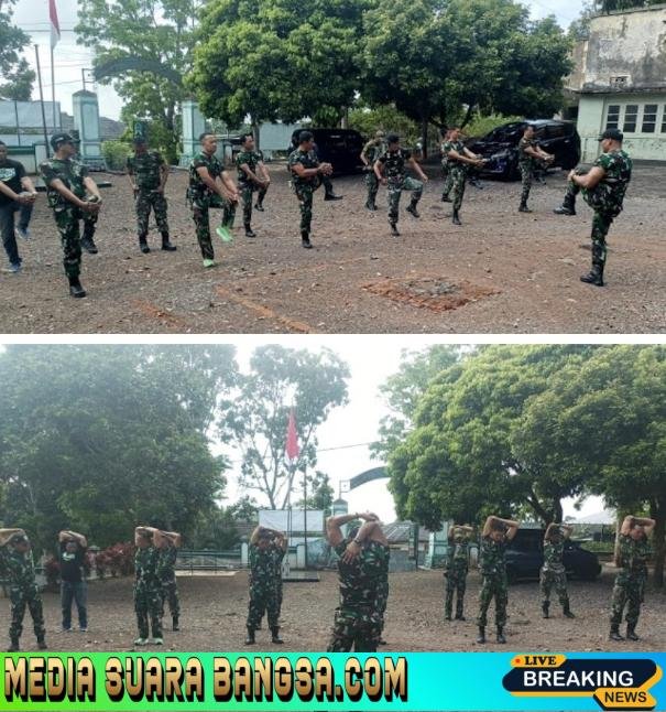 Anggota Koramil 0825/13 Singojuruh Laksanakan Pembinaan Fisik Rutin