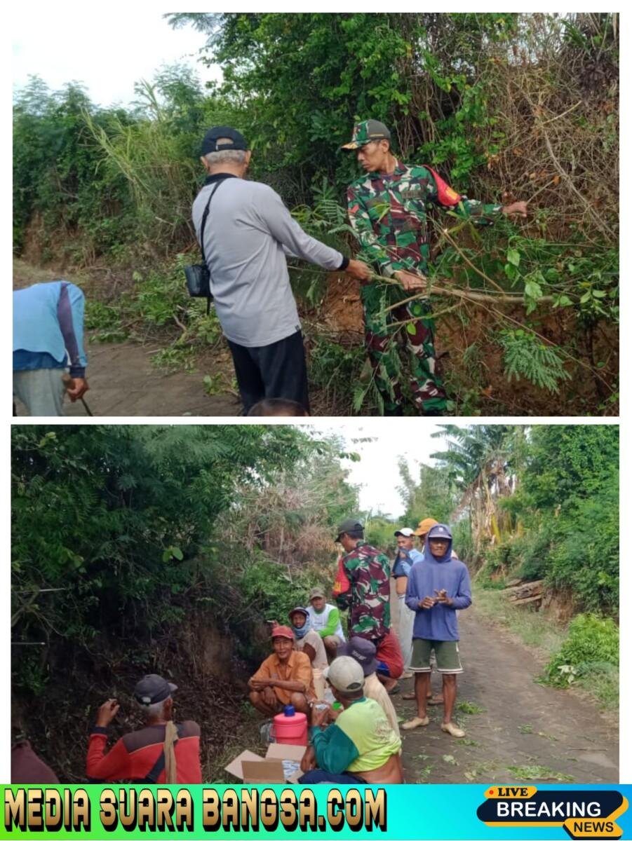 Saling Bahu-Membahu, Warga Possumur Gelar Aksi Bersih Parit Bareng Babinsa