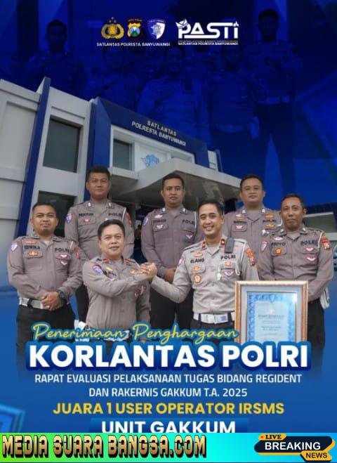 Unit GAKKUM SATLANTAS Banyuwangi terima Penghargaan IRSMS