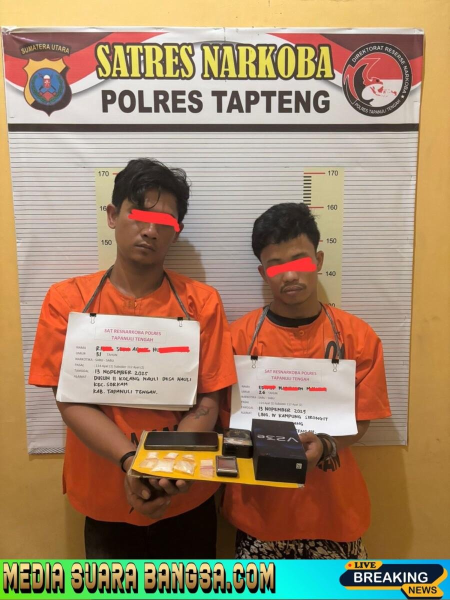 Dua Pengedar Narkoba Ditangkap di Tapteng dan Sibolga, Sabu Bruto 12,61 Gram Disita