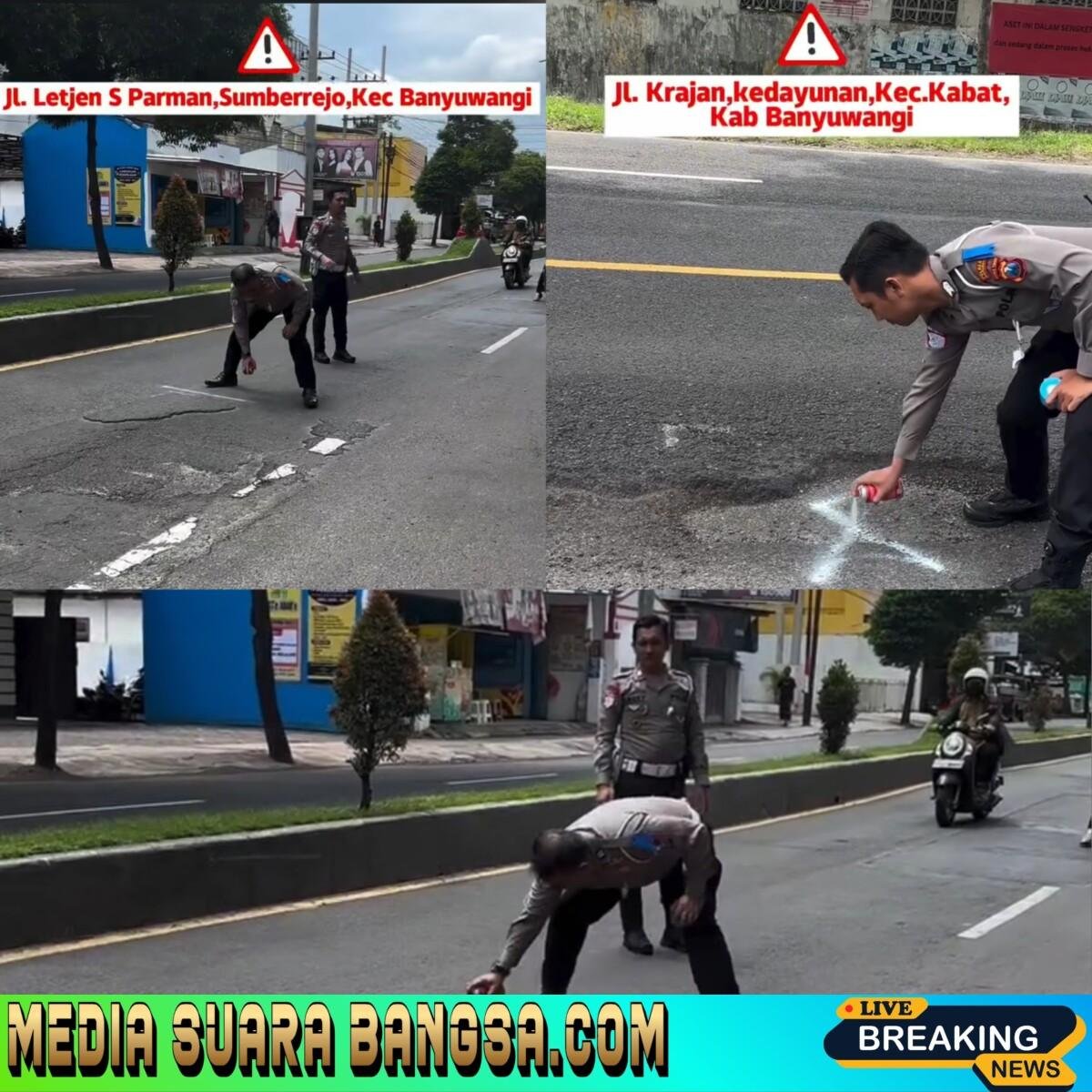 Satlantas Polresta Banyuwangi Gelar Patroli Jalan Berlubang, Pengendara Diimbau Tingkatkan Kewaspadaan