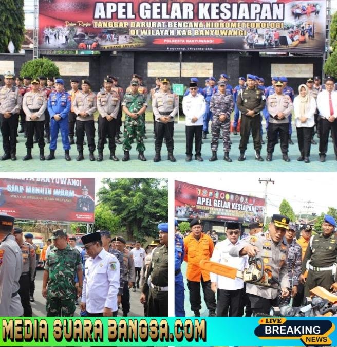 Kasdim 0825/Banyuwangi Mayor Kav Suprapto Bersama Anggota Laksanakan Apel Kesiapan Tanggap Darurat Bencana Alam 2025
