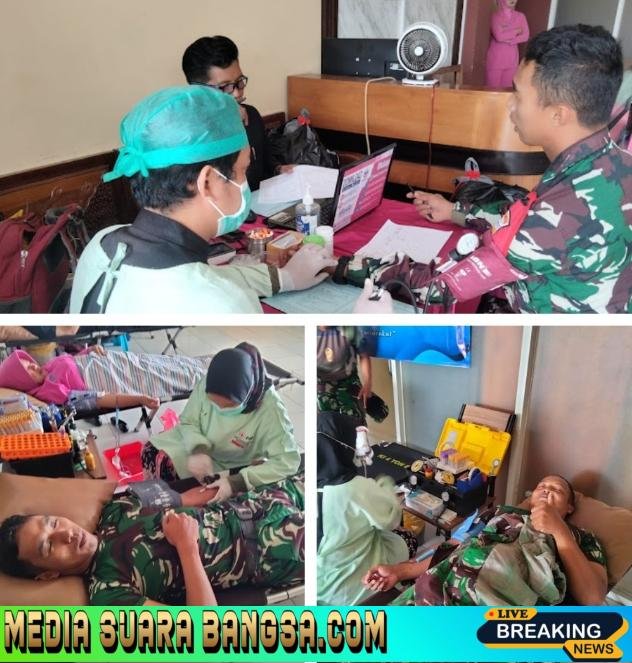 Anggota Koramil 0825/17 Muncar Ikuti Kegiatan Donor Darah dalam Rangka Bakti Sosial Kemanusiaan