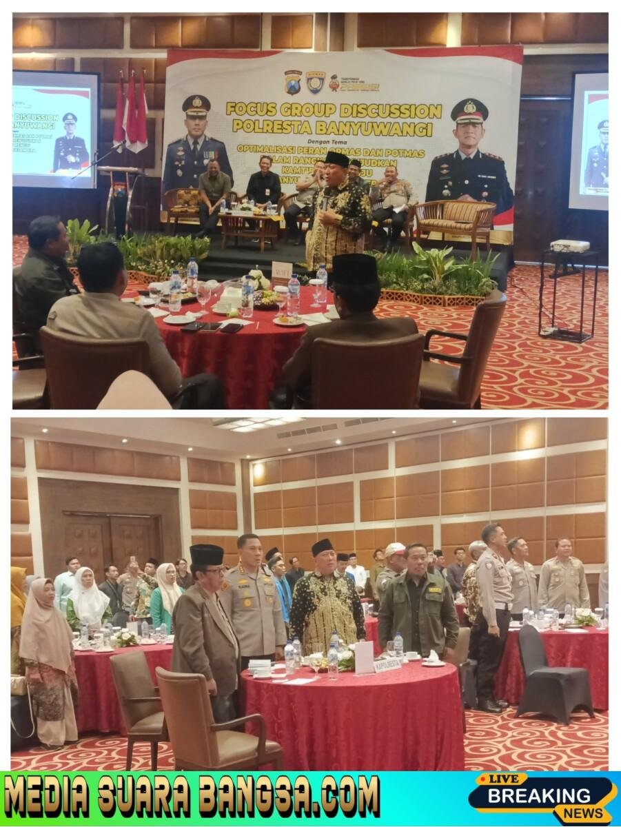 Polresta Banyuwangi Gelar FGD Perkuat Sinergi Ormas dan Potmas untuk Wujudkan Kamtibmas Menuju Banyuwangi Sejahtera