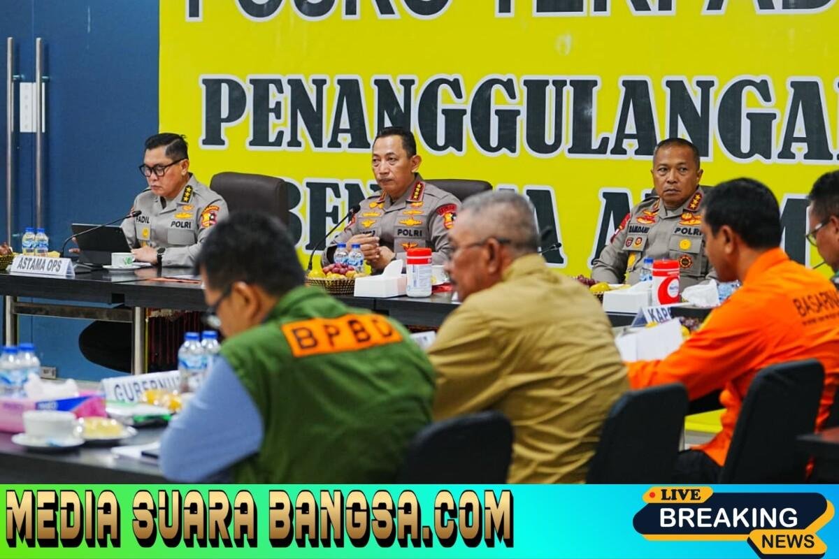 Kapolri Pimpin Rakor Bencana dengan Forkopimda Sumut, Bahu Membahu Tangani Bencana