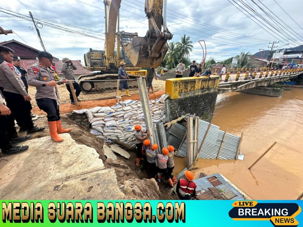 Kolaborasi Polri dan Masyarakat Sukses Pulihkan Jembatan Pandan Tapanuli Tengah