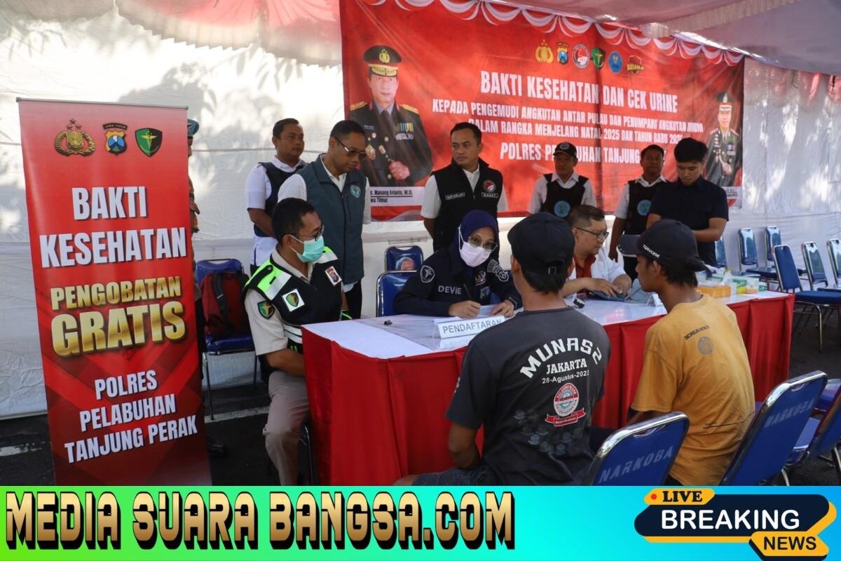 Polres Pelabuhan Tanjungperak Cek Kesehatan Gratis Pengemudi Angkutan Umum dan Ojol