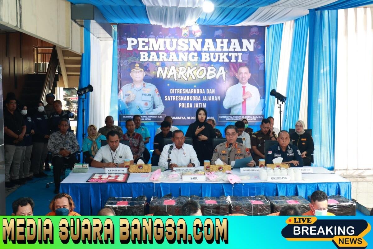 Jelang Nataru Polda Jatim Kembali Musnahkan Barang Bukti 9,3kg Sabu