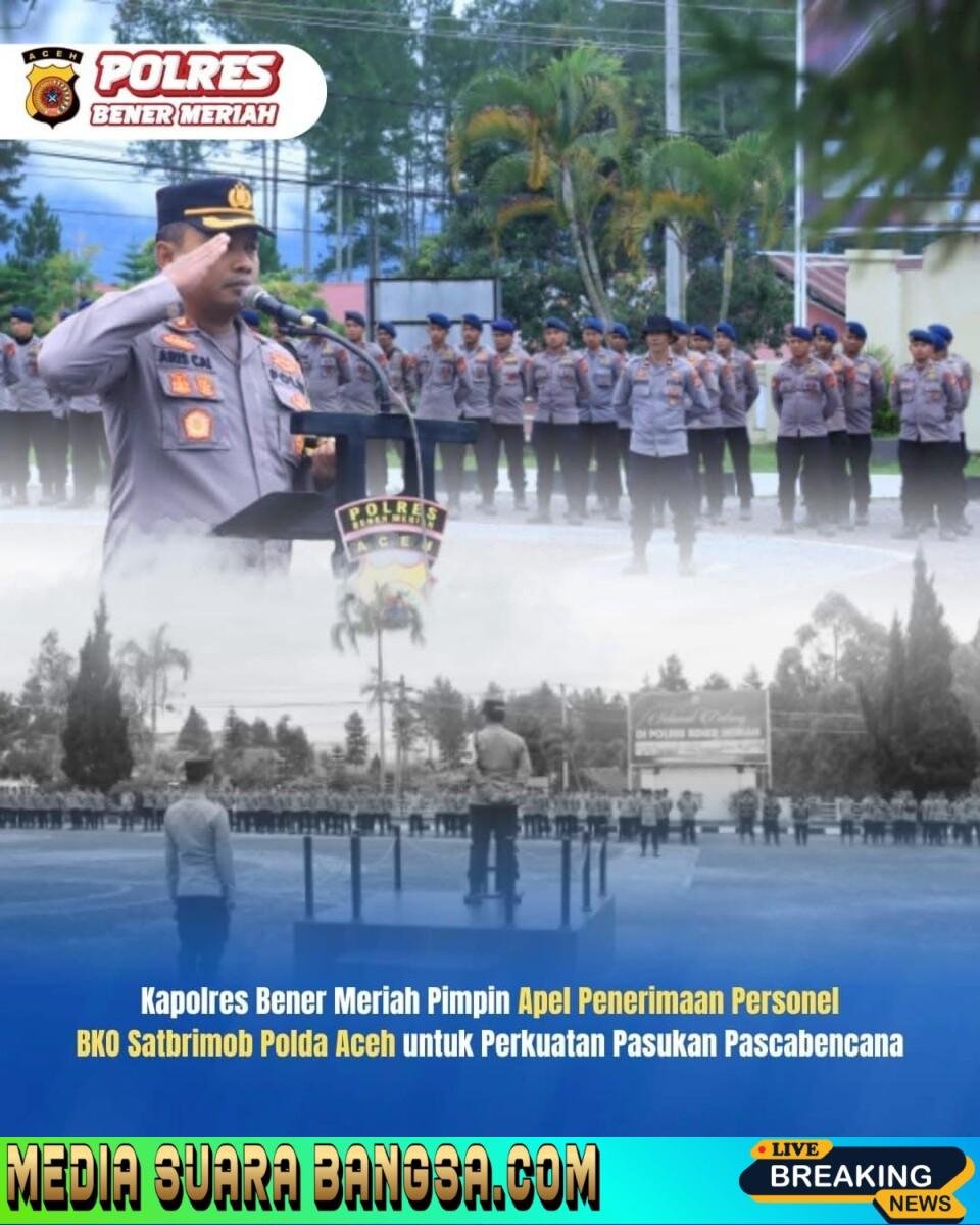 Kapolres Bener Meriah Pimpin Apel Penerimaan Personel Brimob Polda Aceh Untuk Perkuatan Pascabencana