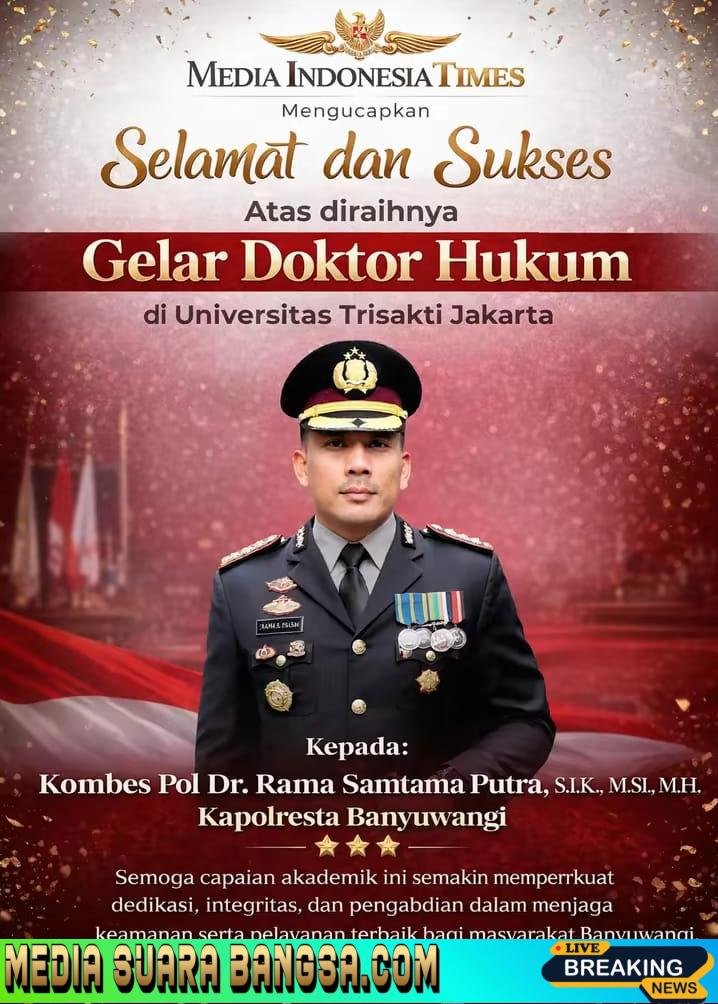 PW-FRN DPC Banyuwangi Sampaikan Ucapan Selamat atas Raihan Gelar Doktor Hukum Kapolresta Banyuwangi