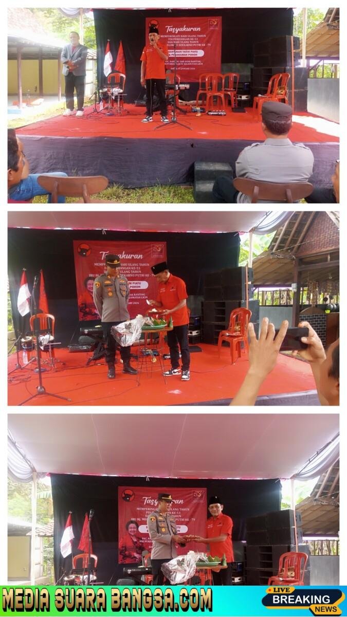 Tasyakuran HUT Partai Demokrasi Indonesia Perjuangan Ke : 53 dan Ulang Tahun Ketua Umum Ibu Hj. Megawati Ke : 79 Th. Yang di Gelar Oleh PAC Kecamatan Licin, Kabupaten Banyuwangi