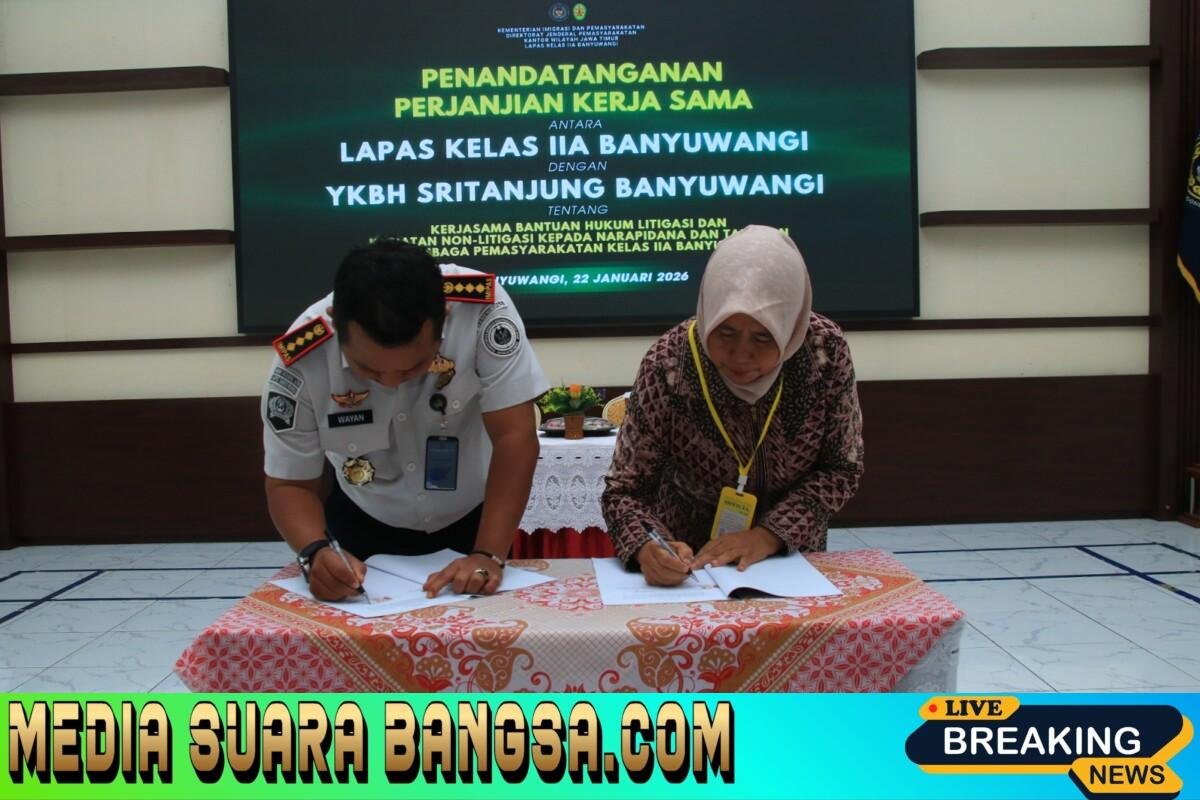 Perkuat Layanan Hukum, Lapas Banyuwangi Teken PKS dengan YKBH Sritanjung