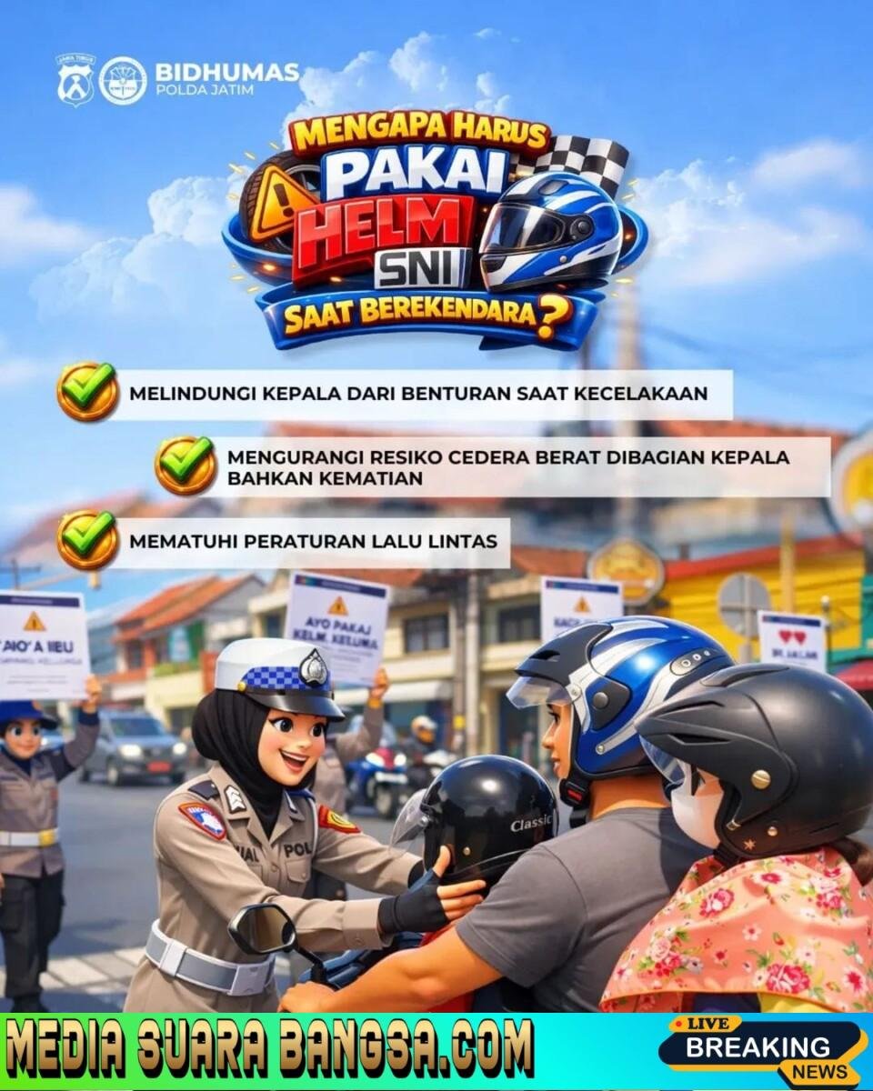 Polda Jatim Kampanyekan Penggunaan Helm SNI sebagai Perlindungan Utama Keselamatan Berkendara