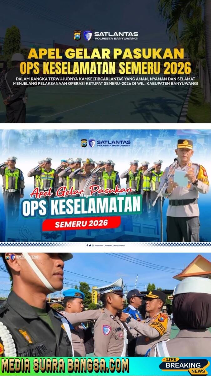 Satlantas Polresta Banyuwangi Gelar Apel Pasukan Operasi Keselamatan Semeru 2026, Siap Wujudkan Tertib Berlalu Lintas