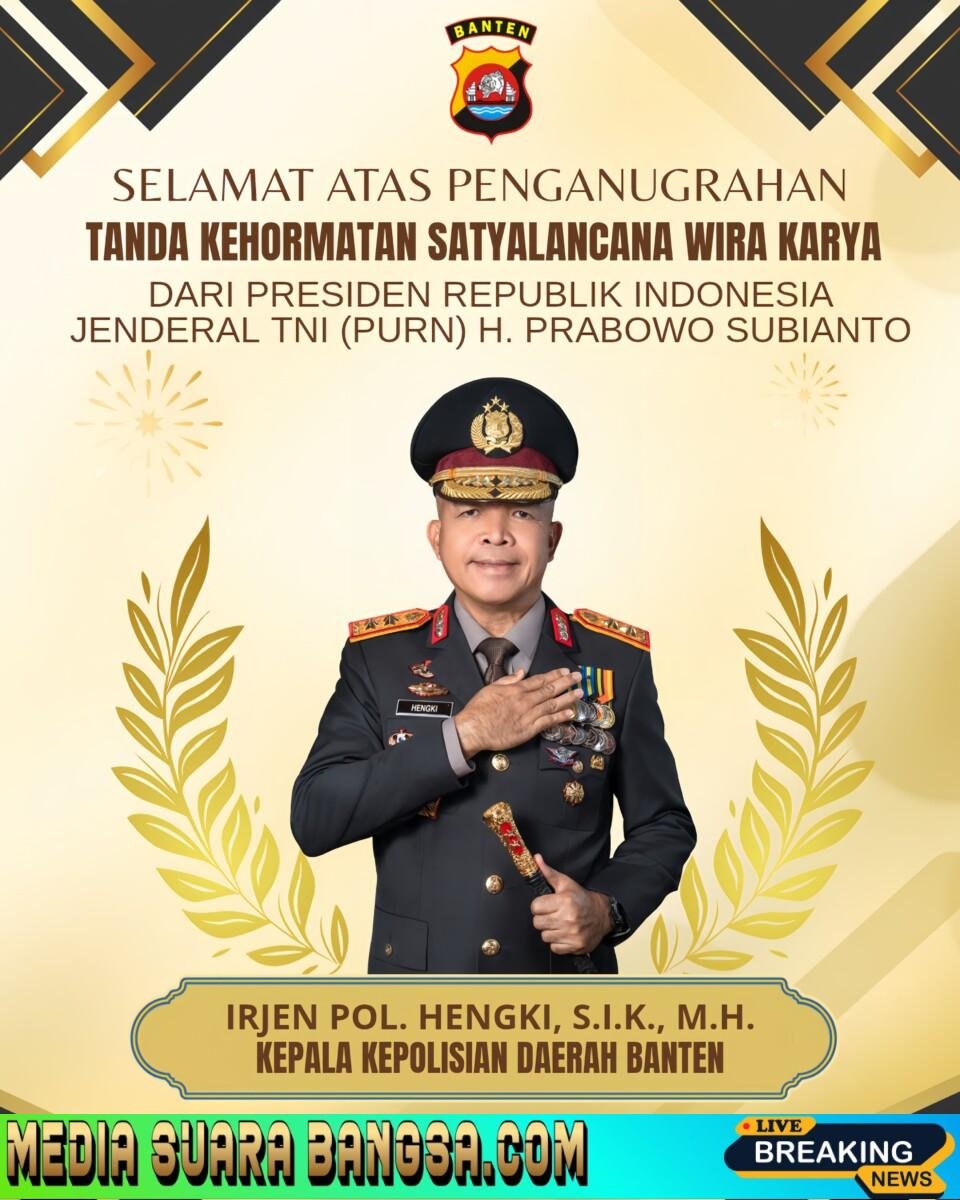 Kapolda Banten Irjen Pol Hengki Terima Tanda Kehormatan Satyalancana Wira Karya dari Presiden RI