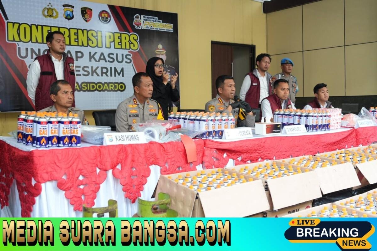 Polresta Sidoarjo Bongkar Pengoplosan LPG Subsidi Jadi Gas Portabel