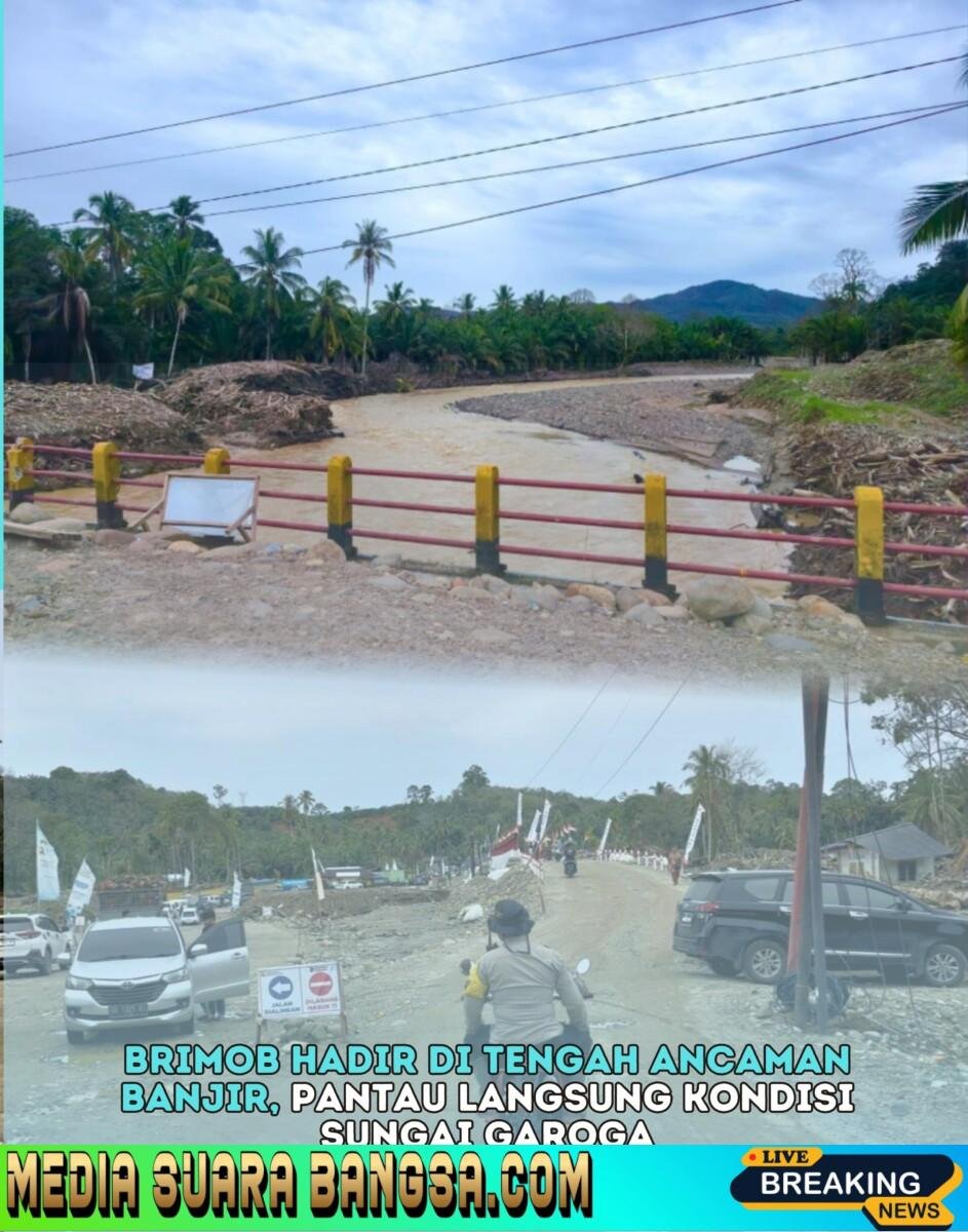 Brimob Hadir di Tengah Ancaman Banjir, Pantau Langsung Kondisi Sungai Garoga