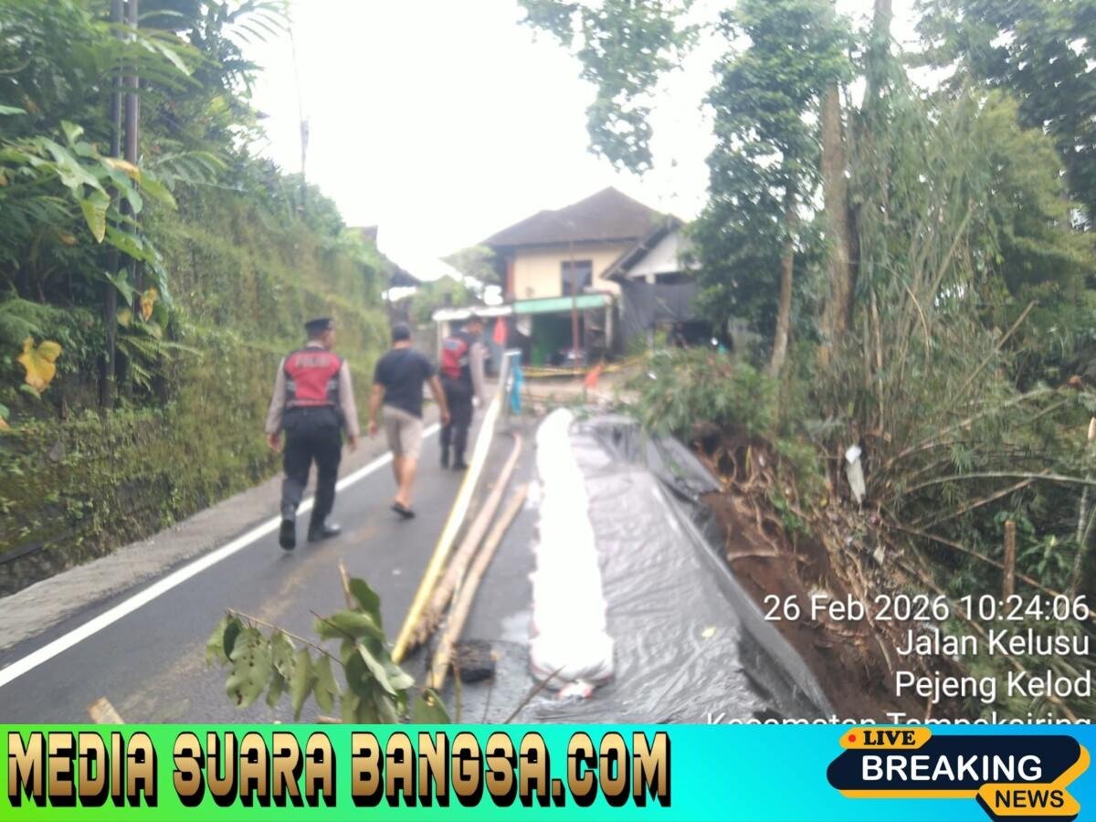 Patroli Kota Presisi Polres Gianyar Cek Daerah Rawan Pohon Tumbang dan Longsor di Tampaksiring