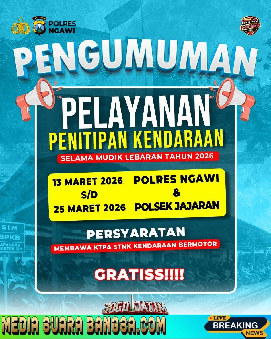 Mudik Aman Keluarga Bahagia, Polres Ngawi Layani Penitipan Kendaraan Gratis