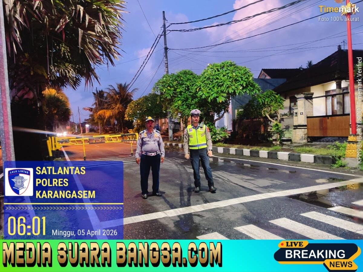 Sat Lantas Polres Karangasem Amankan Jalur Car Free Day di Jalan Veteran
