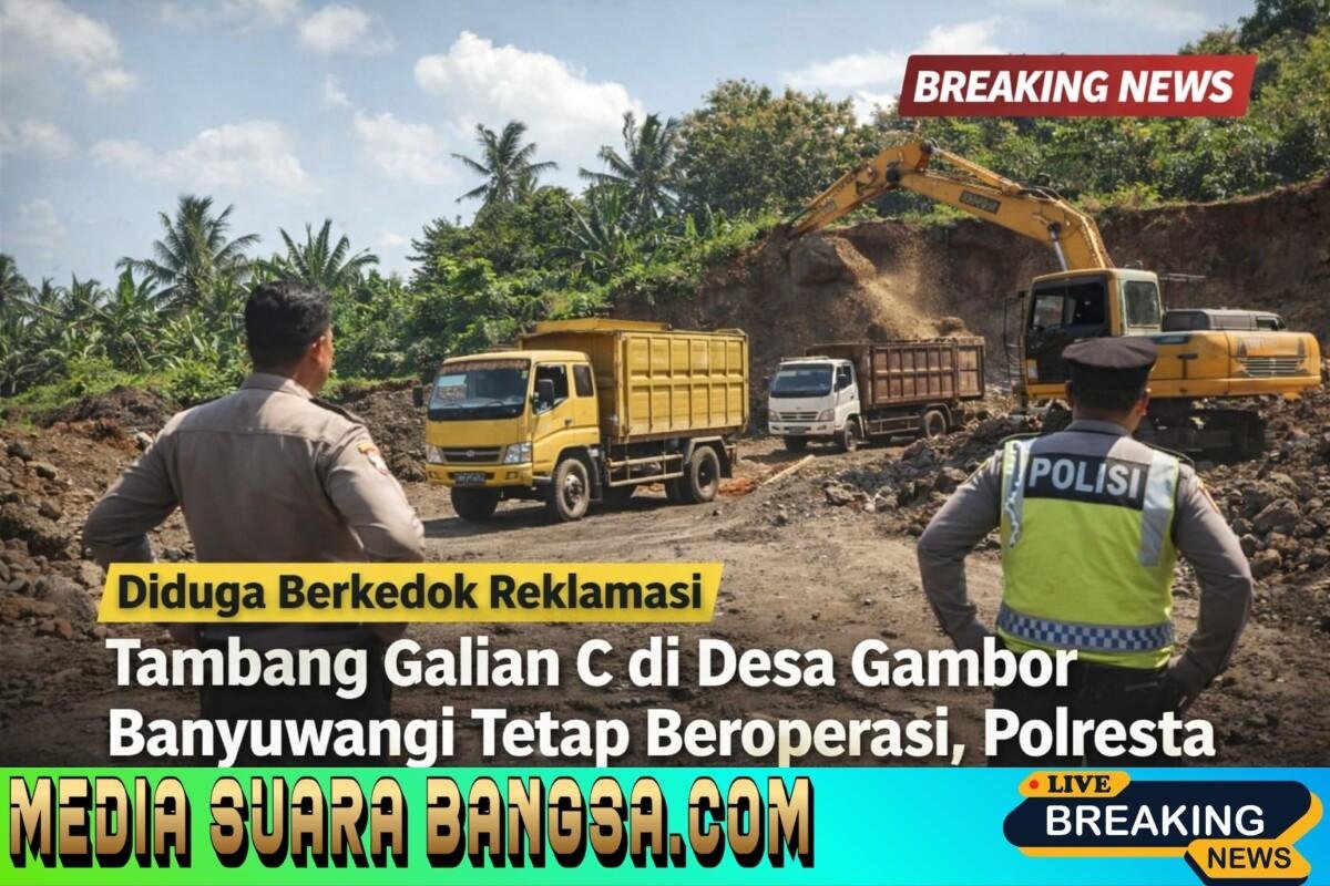 Diduga Berkedok Reklamasi, Tambang Galian C di Desa Gambor Banyuwangi Tetap Beroperasi, Polresta Banyuwangi Disorot Diduga Tutup Mata