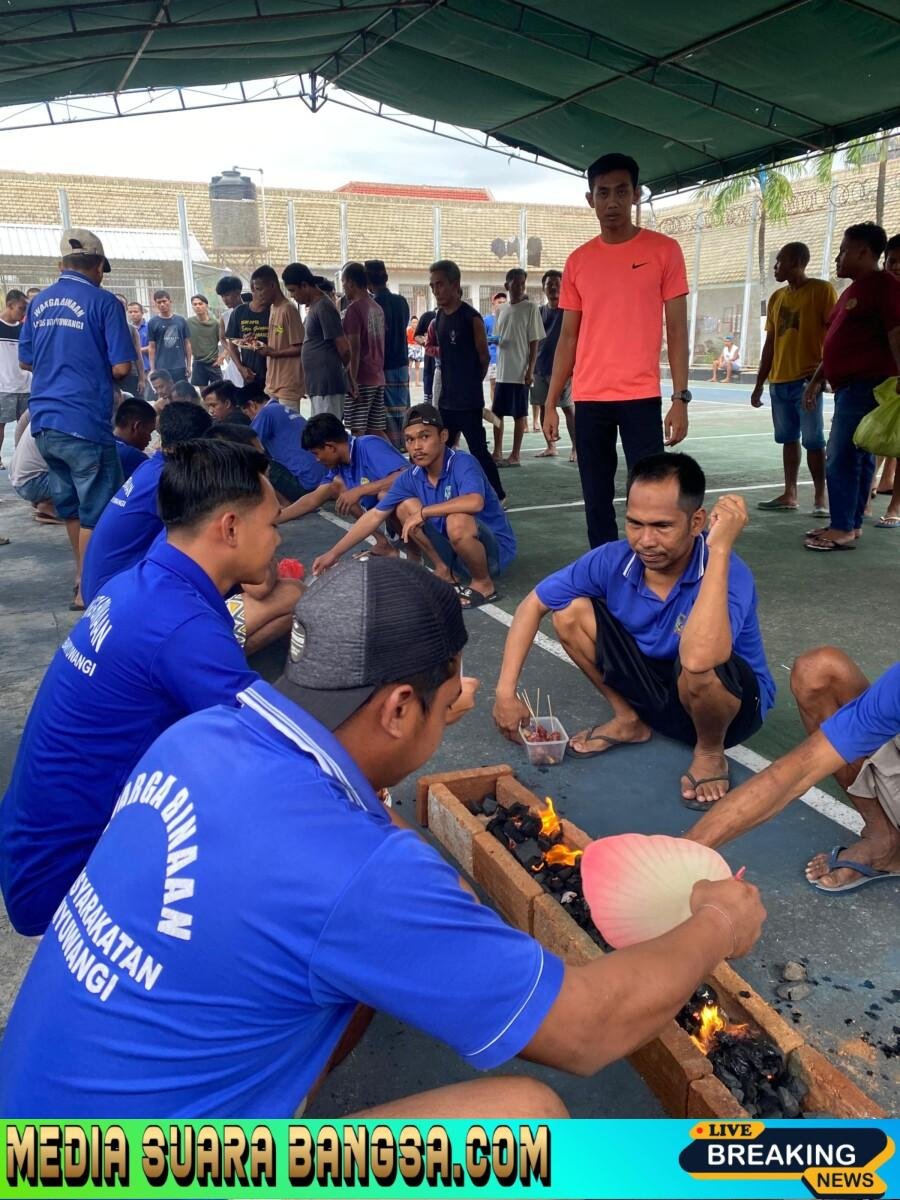 Momen Iduladha Lapas Banyuwangi, Warga Binaan Kompak Nyate Bareng