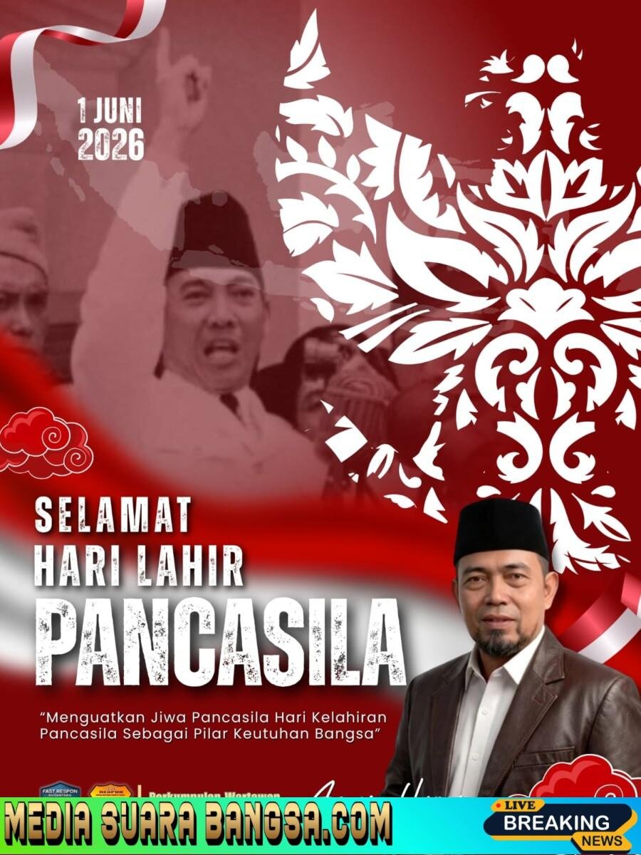 Ketua Umum Perkumpulan Wartawan Fast Respon (PW FRN), Raden Mas MH Agus Rugiarto, menyampaikan ucapan dalam rangka Hari Lahir Pancasila yang diperingati setiap tanggal 1 Juni.