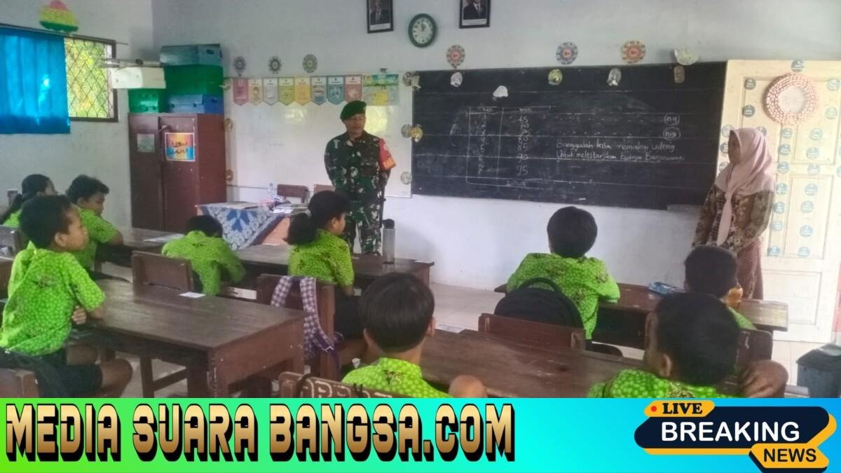 Cegah Perundungan di Sekolah, Serma Subero Ajak Siswa SDN 4 Karangbendo Saling Menghormati lewat Edukasi Bela Negara