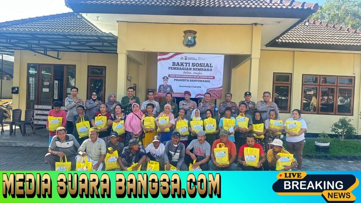 Polsek Kota Polresta Banyuwangi Salurkan Sembako pada HUT Bhayangkara ke-80, Wujud Kepedulian untuk Masyarakat