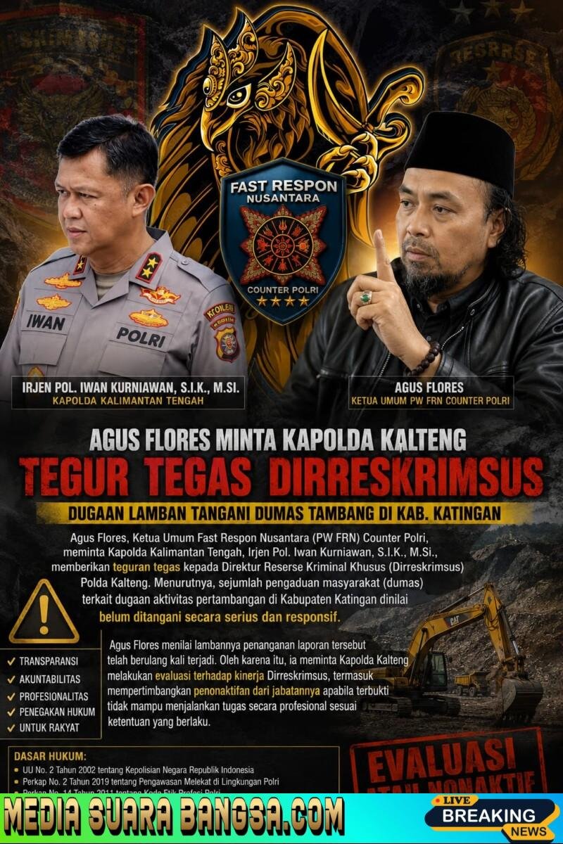 Kapolda Kalteng Respons Cepat! Agus Flores Desak Evaluasi Dirkrimsus atas Dugaan Lambannya Penanganan Dumas Tambang Ilegal