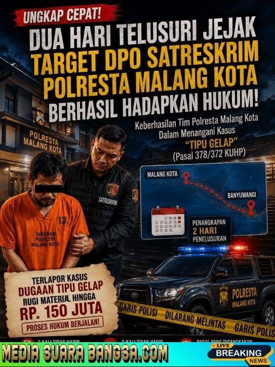 Perburuan 48 jam Berakhir di Kebalenan, Kades AS. Berhasil di Hadapkan Penyidik Satreskrim Polresta Malang Kota.