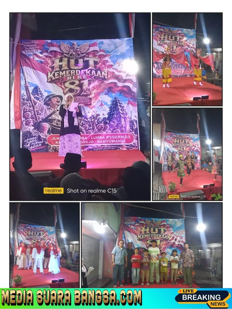 Malam Pentas Seni Budaya Semarak HUT RI ke-81, Warga RT 02/ RW 03 Karanganyar Karangrejo Tampilkan Kreativitas