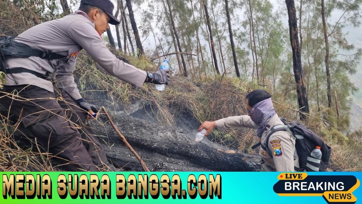 Tembus Ketinggian 1.800 MDPL, Tim Gabungan Polres Blitar Jinakkan Api di Gunung Buthak