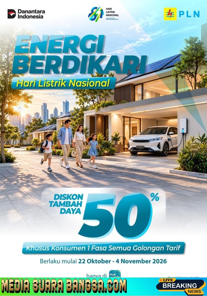 Semangat Hari Sumpah Pemuda, Sambut Hari Listrik Nasional, PLN Hadirkan Diskon Tambah Daya 50 Persen melalui Program Energi Berdikari